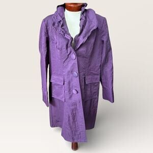 Design Today's Purple Ruffle Collar Jacket Womens XL Elegant Classic Chic Button